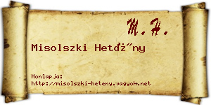 Misolszki Hetény névjegykártya